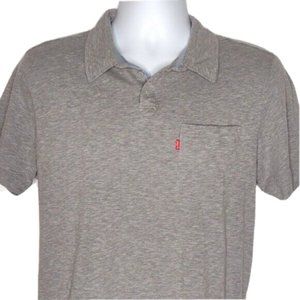 Levi's Gray Short Sleeve Red Tab Pocket Polo Cotton Blend Men X-Large XL